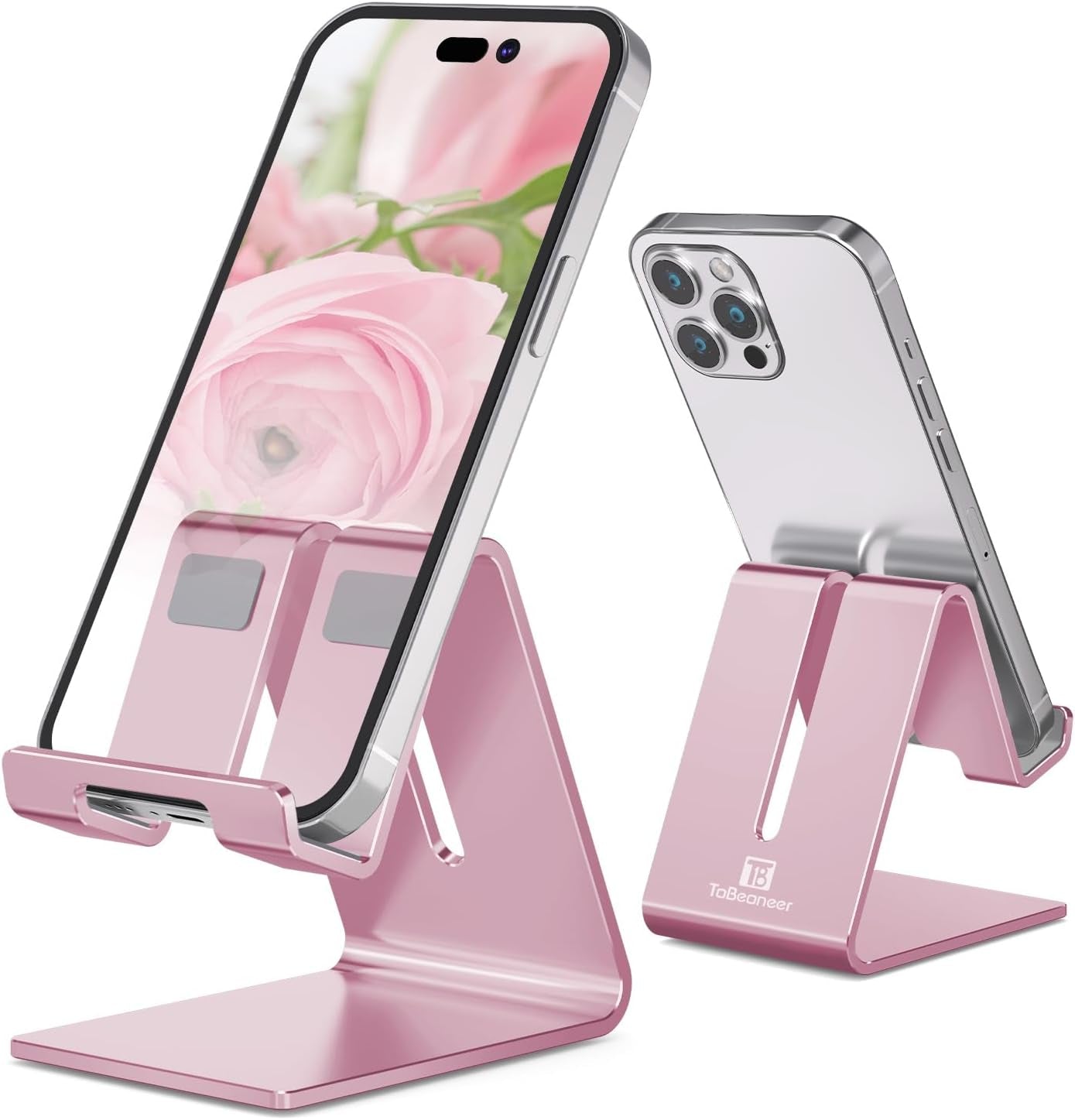 Stylish Rose Gold Aluminum Phone Stand - Perfect Holder for iPhone 17-6 Plus, Samsung & All Smartphones - Elevate Your Office Decor!