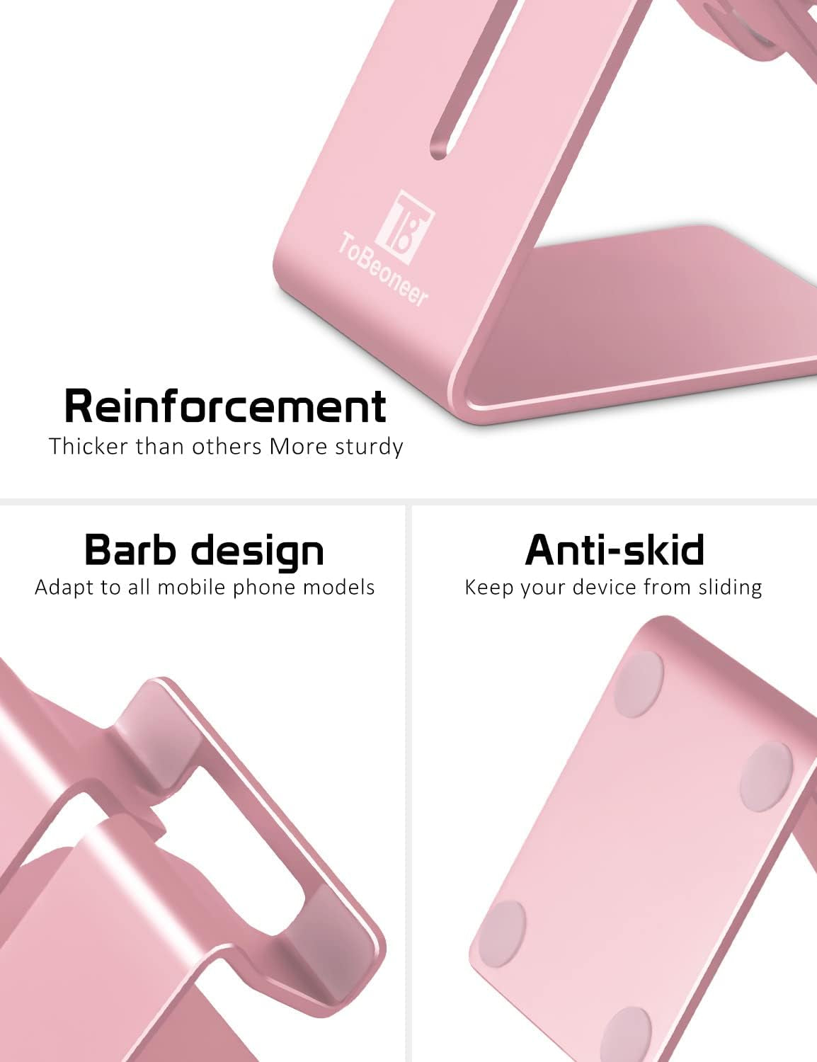 Stylish Rose Gold Aluminum Phone Stand - Perfect Holder for iPhone 17-6 Plus, Samsung & All Smartphones - Elevate Your Office Decor!